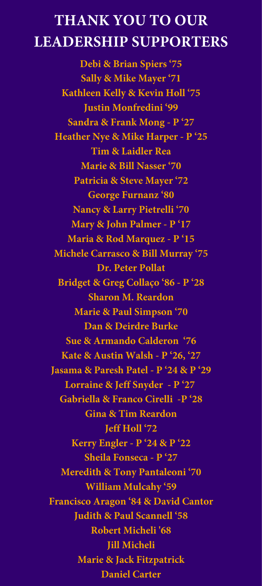 Thank you to our generous supporters.